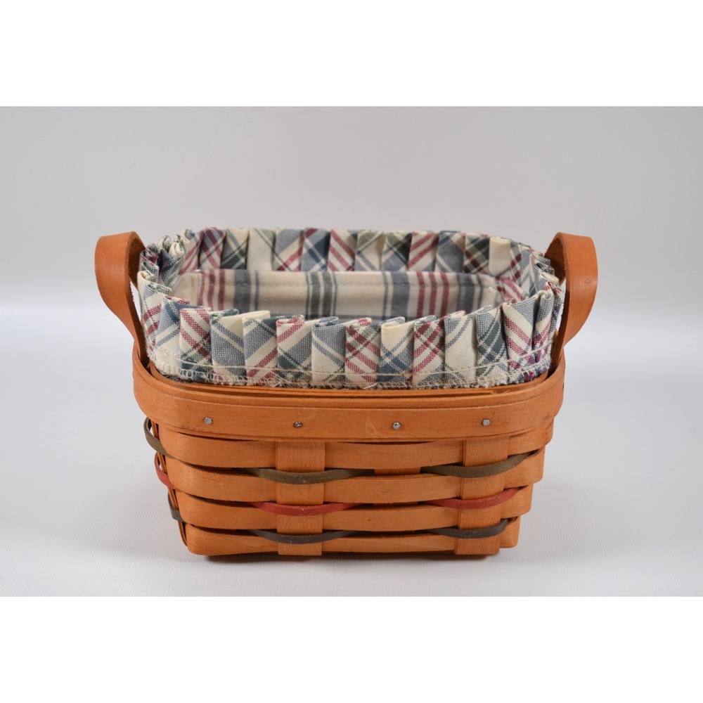 Longaberger Key Basket Combo 1995 Green Red Blue Accent Weaves